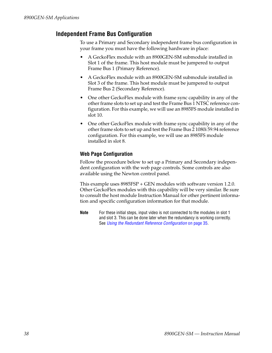 Independent frame bus configuration | Grass Valley 8900GEN-SM User Manual | Page 38 / 50