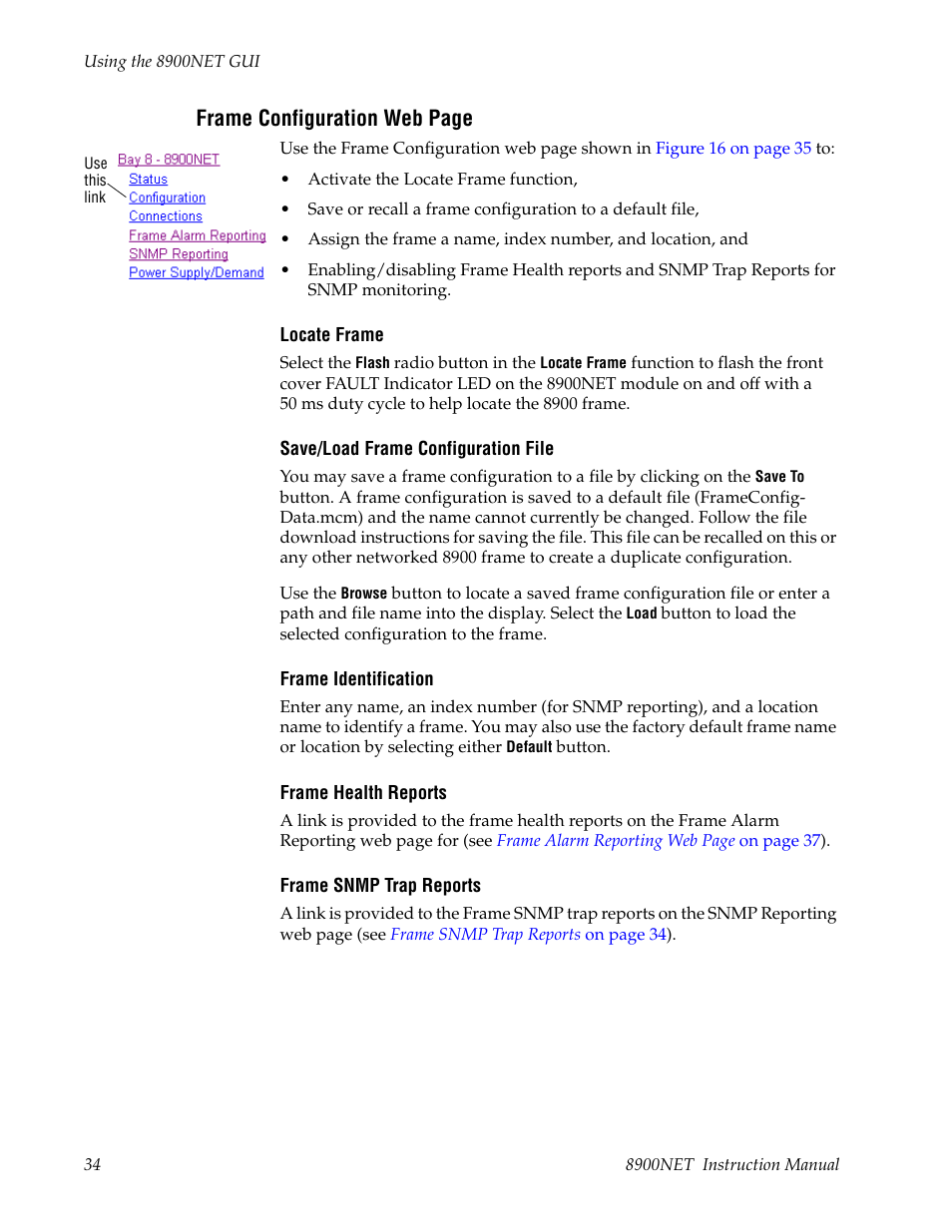 Frame configuration web page | Grass Valley 8900NET v.4.0.0 User Manual | Page 34 / 94