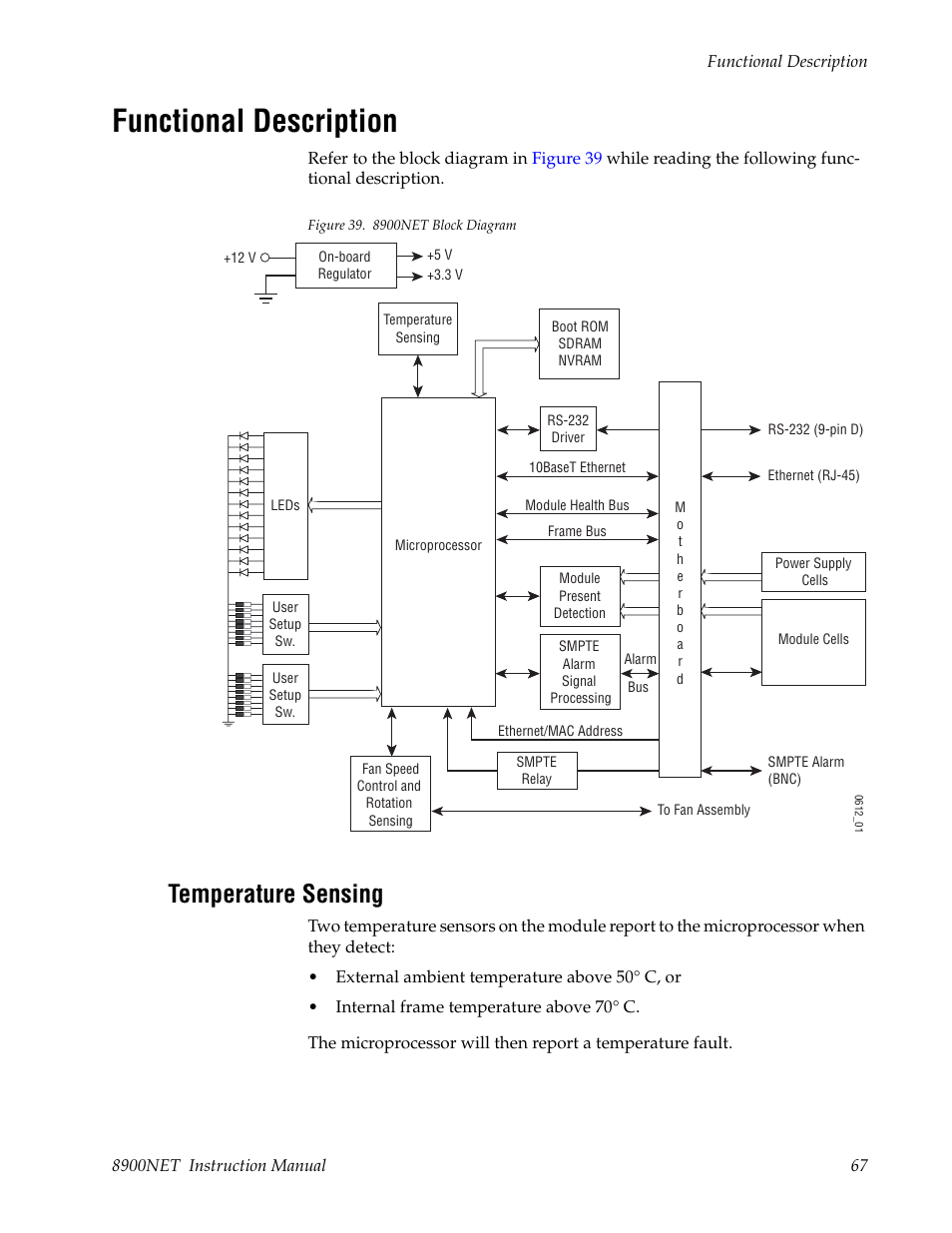 Functional description, Temperature sensing | Grass Valley 8900NET v.4.0.0 User Manual | Page 67 / 94