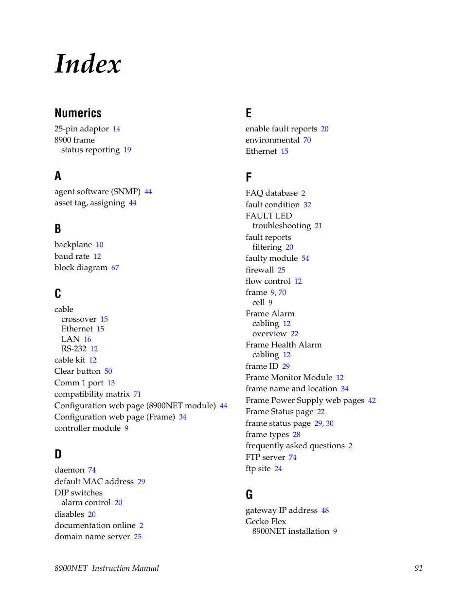 Index, Numerics | Grass Valley 8900NET v.4.0.0 User Manual | Page 91 / 94