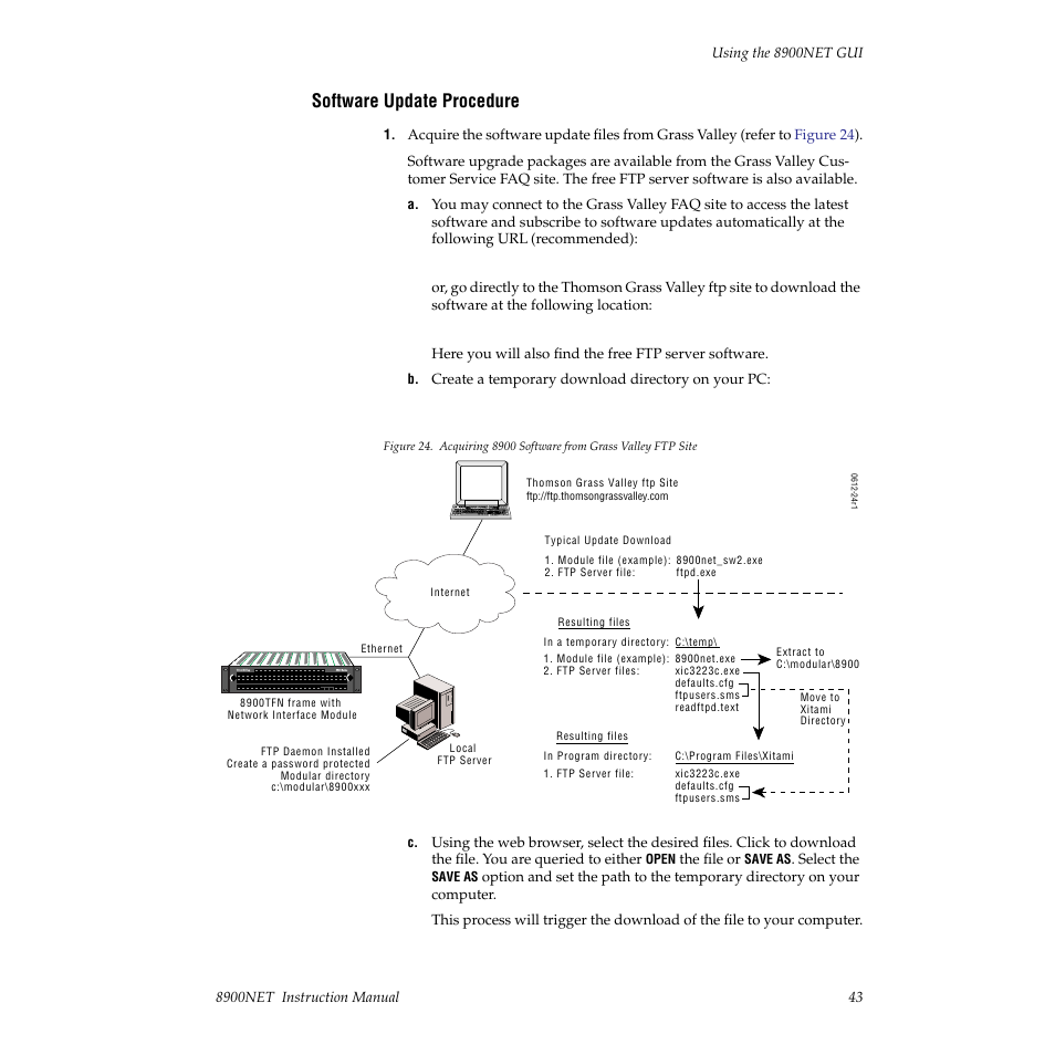 Software update procedure | Grass Valley 8900NET v.3.2.2 User Manual | Page 43 / 78