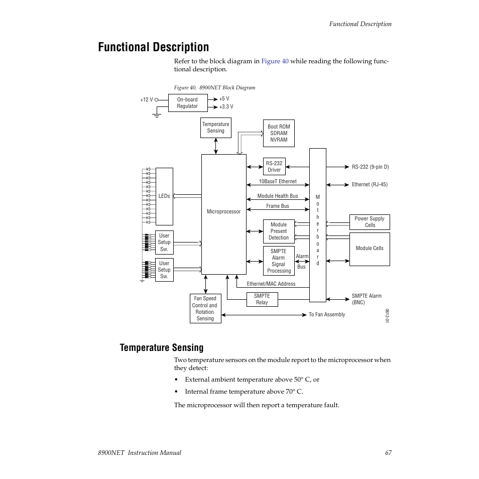 Functional description, Temperature sensing | Grass Valley 8900NET v.3.2.2 User Manual | Page 67 / 78