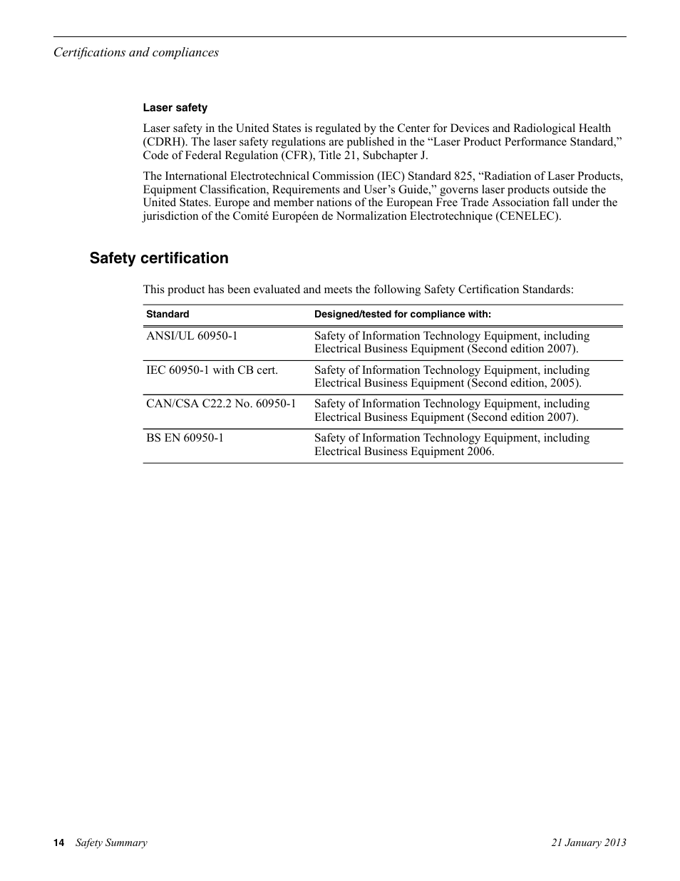 Safety certification | Grass Valley Safety Summary User Manual | Page 14 / 17