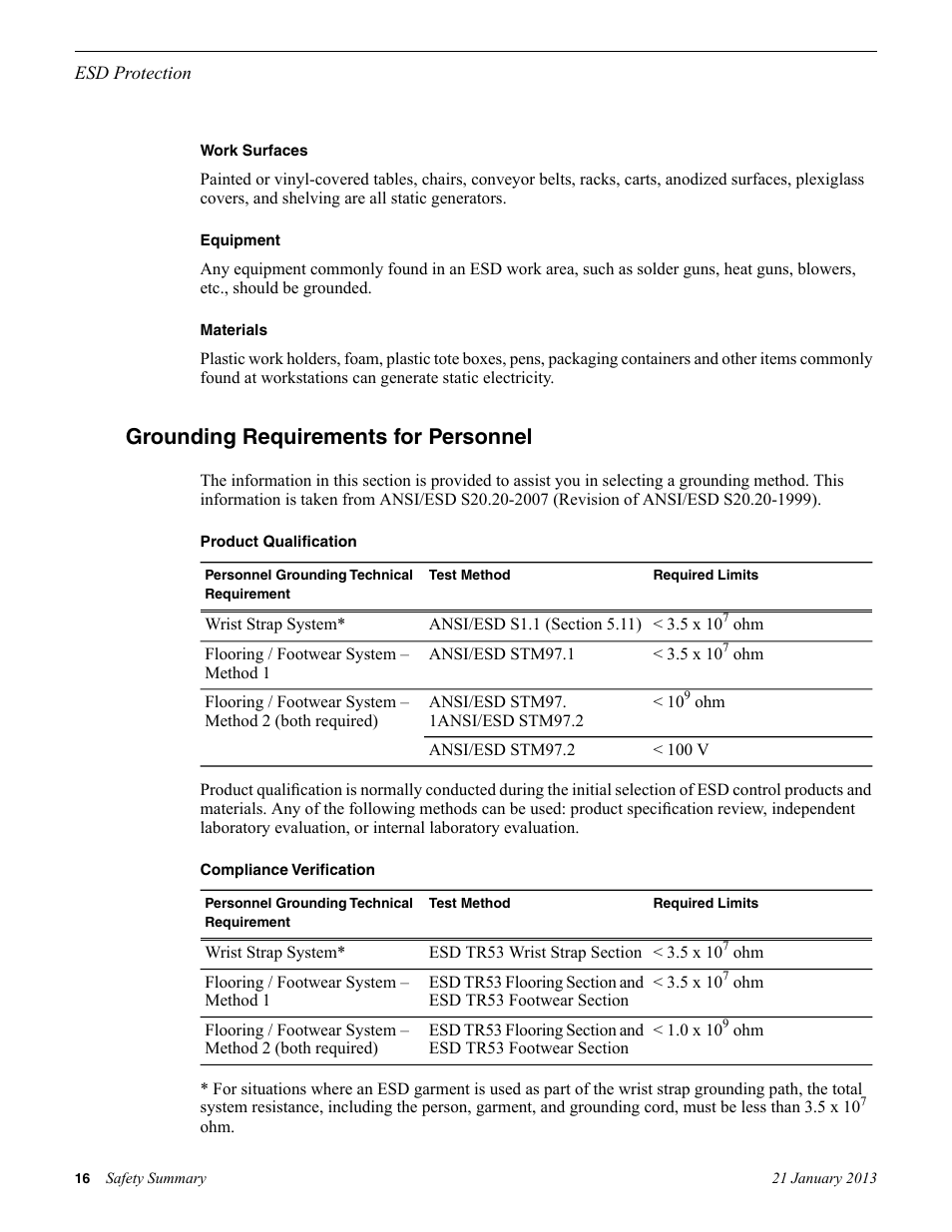 Grounding requirements for personnel | Grass Valley Safety Summary User Manual | Page 16 / 17