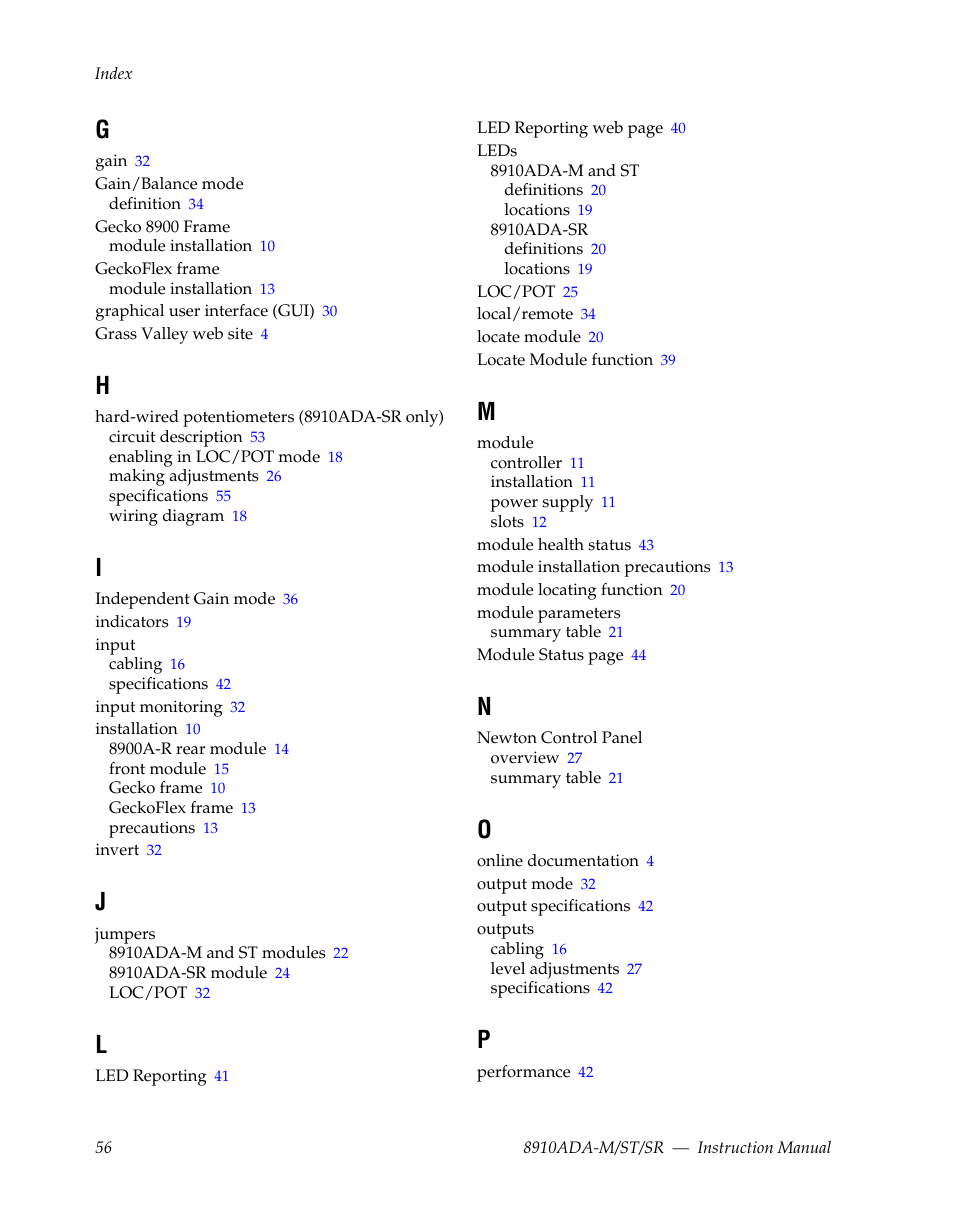 Grass Valley 8910ADA-M User Manual | Page 56 / 58