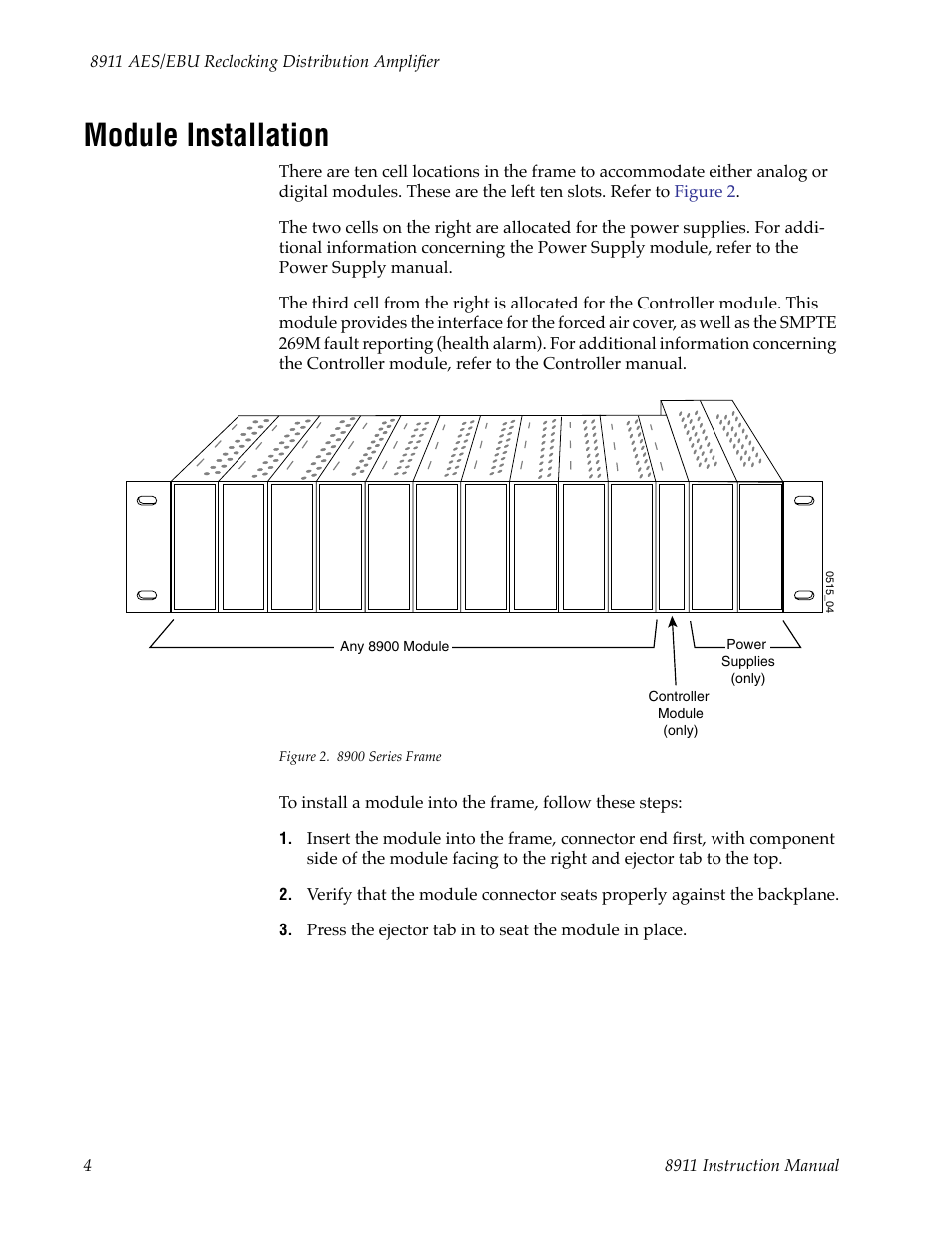 Module installation | Grass Valley 8911 User Manual | Page 10 / 16