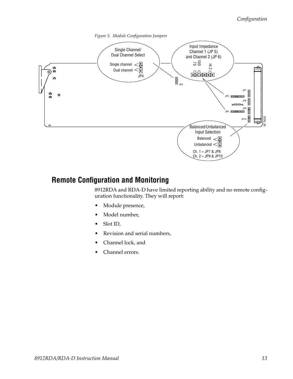 Remote configuration and monitoring | Grass Valley 8912RDA User Manual | Page 13 / 20