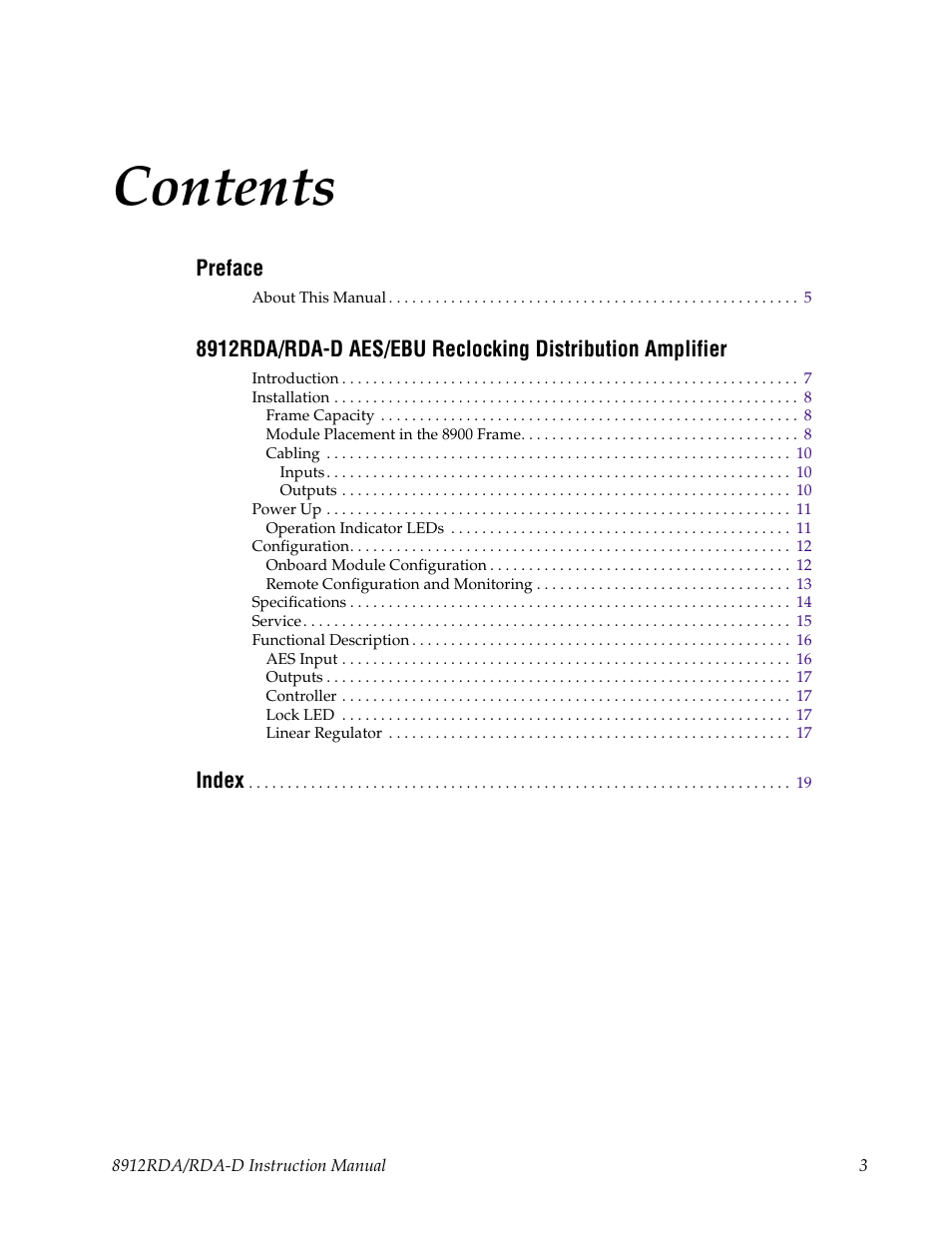 Grass Valley 8912RDA User Manual | Page 3 / 20