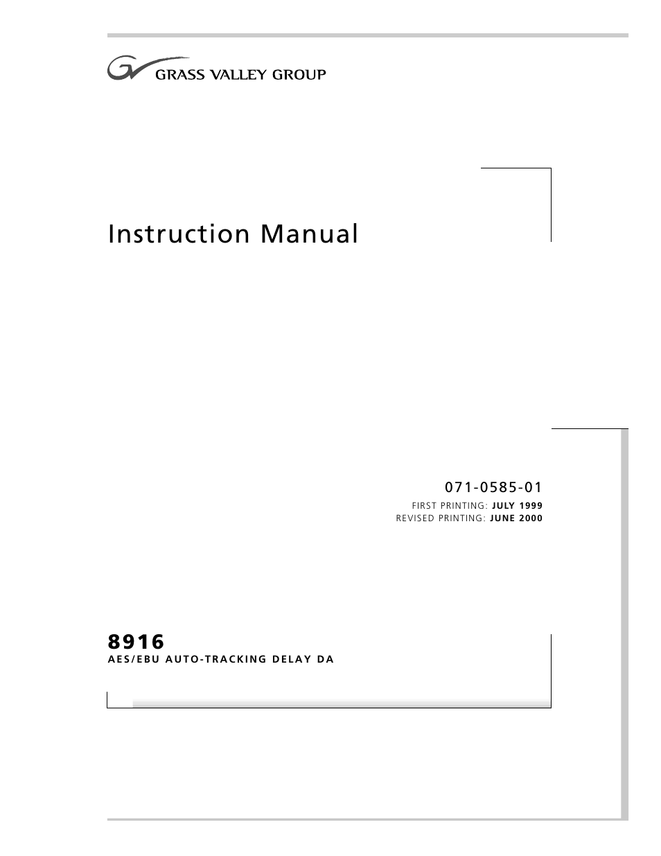 Grass Valley 8916 User Manual | 26 pages