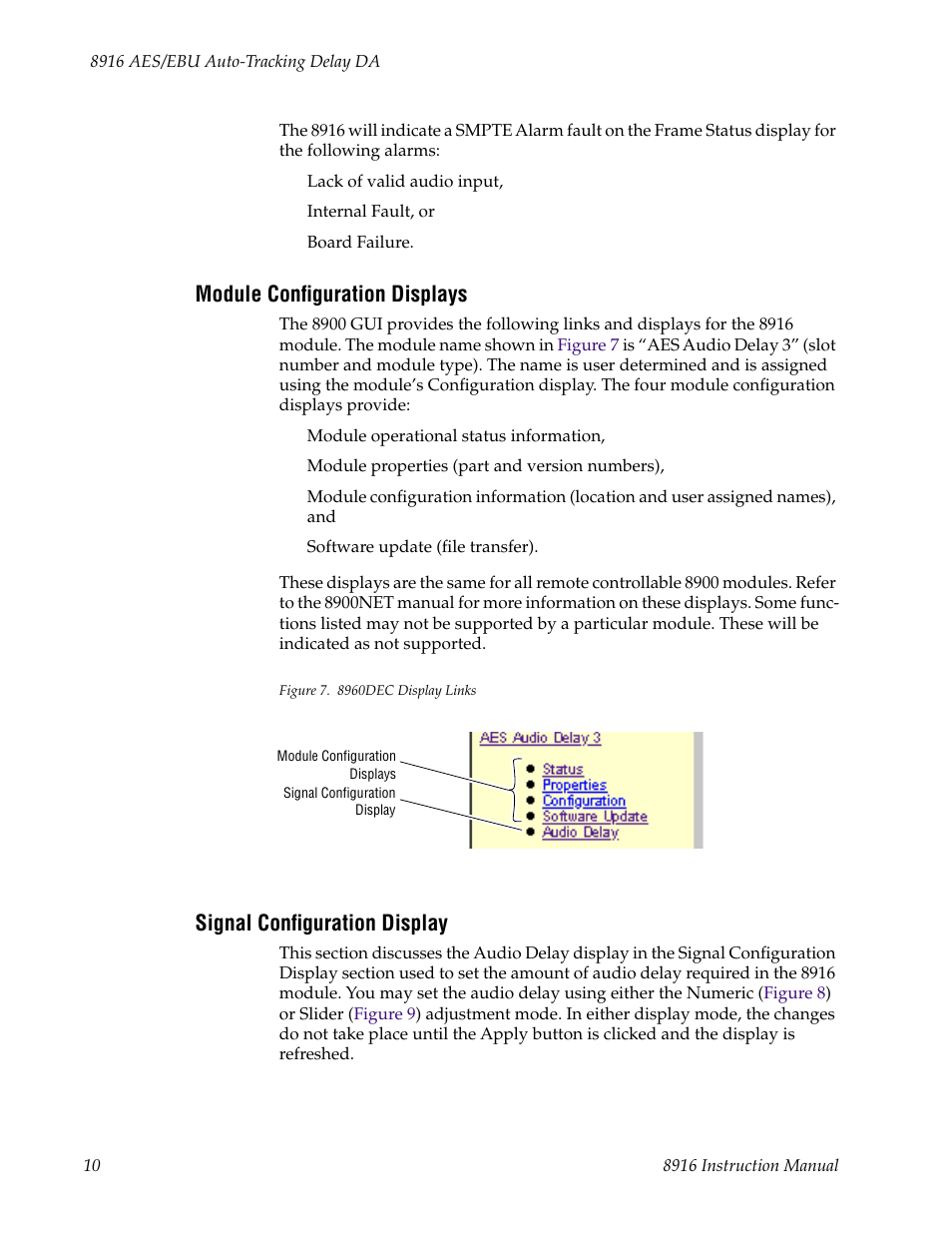 Module configuration displays, Signal configuration display | Grass Valley 8916 User Manual | Page 16 / 26