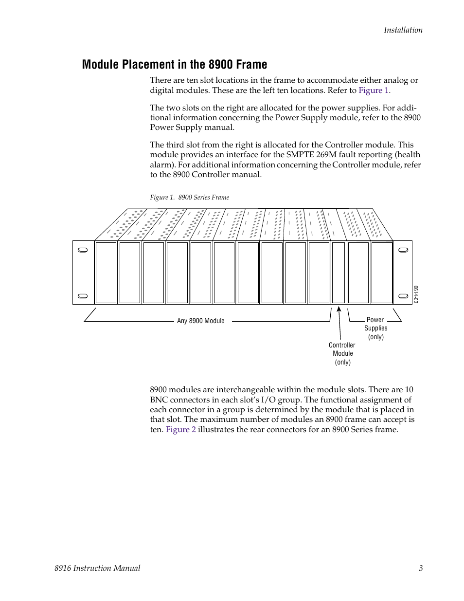 Module placement in the 8900 frame | Grass Valley 8916 User Manual | Page 9 / 26