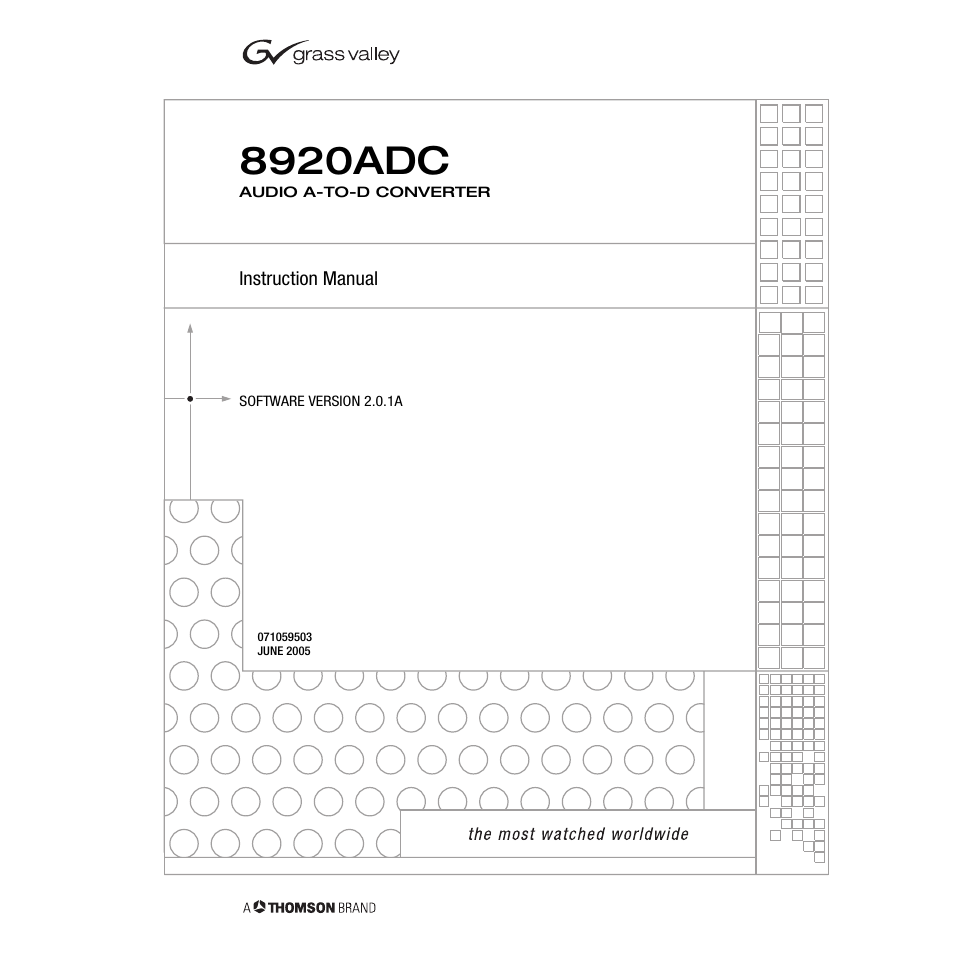 Grass Valley 8920ADC v.2.0.1A User Manual | 40 pages