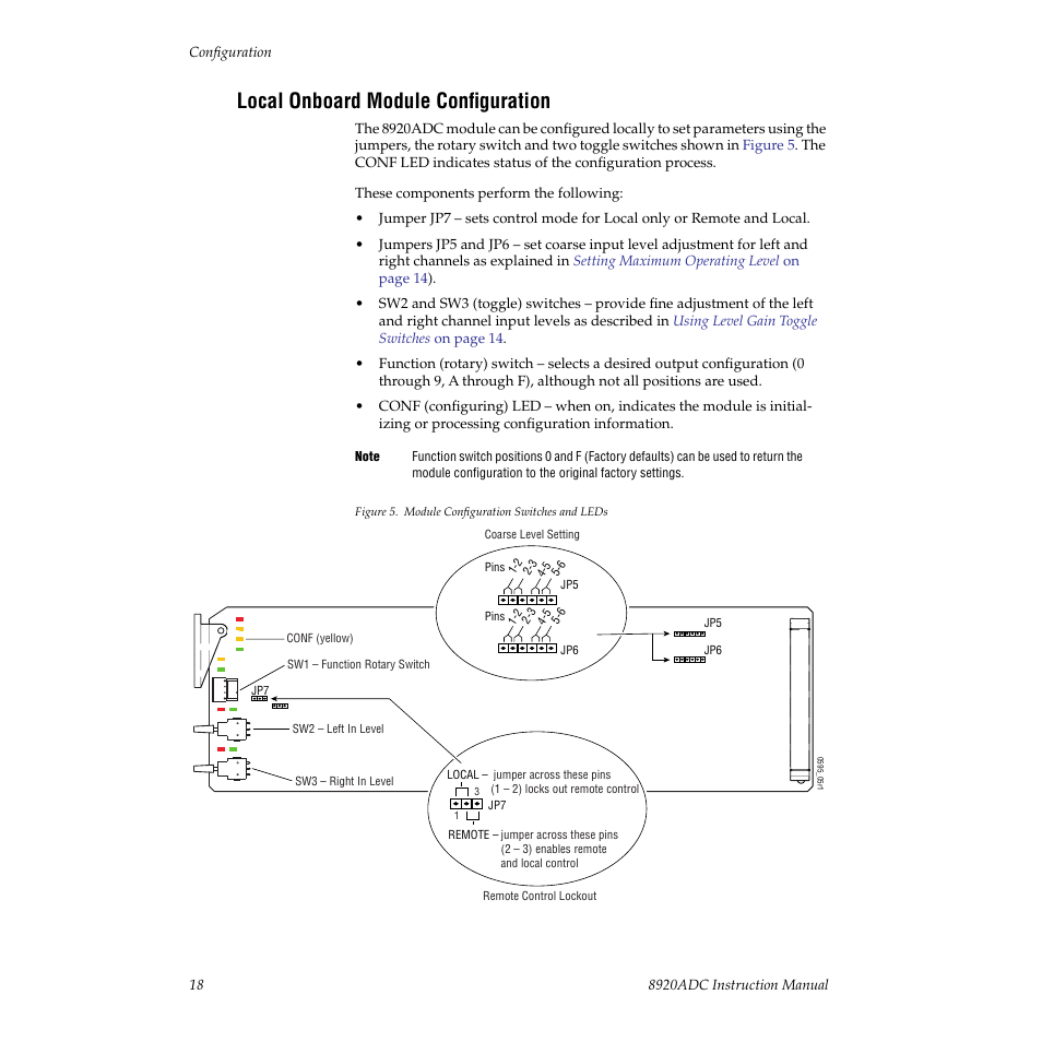 Local onboard module configuration, D module configuration, Because it is the highest | Grass Valley 8920ADC v.2.0.1A User Manual | Page 18 / 40