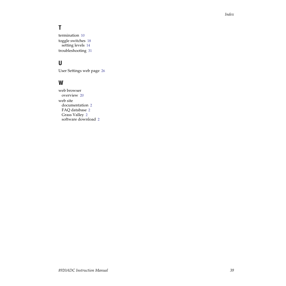 Grass Valley 8920ADC v.2.0.1A User Manual | Page 39 / 40