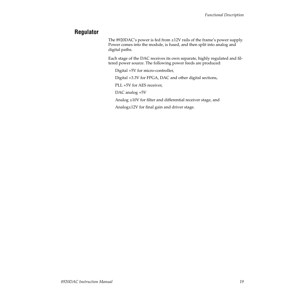 Regulator | Grass Valley 8920DAC User Manual | Page 25 / 28