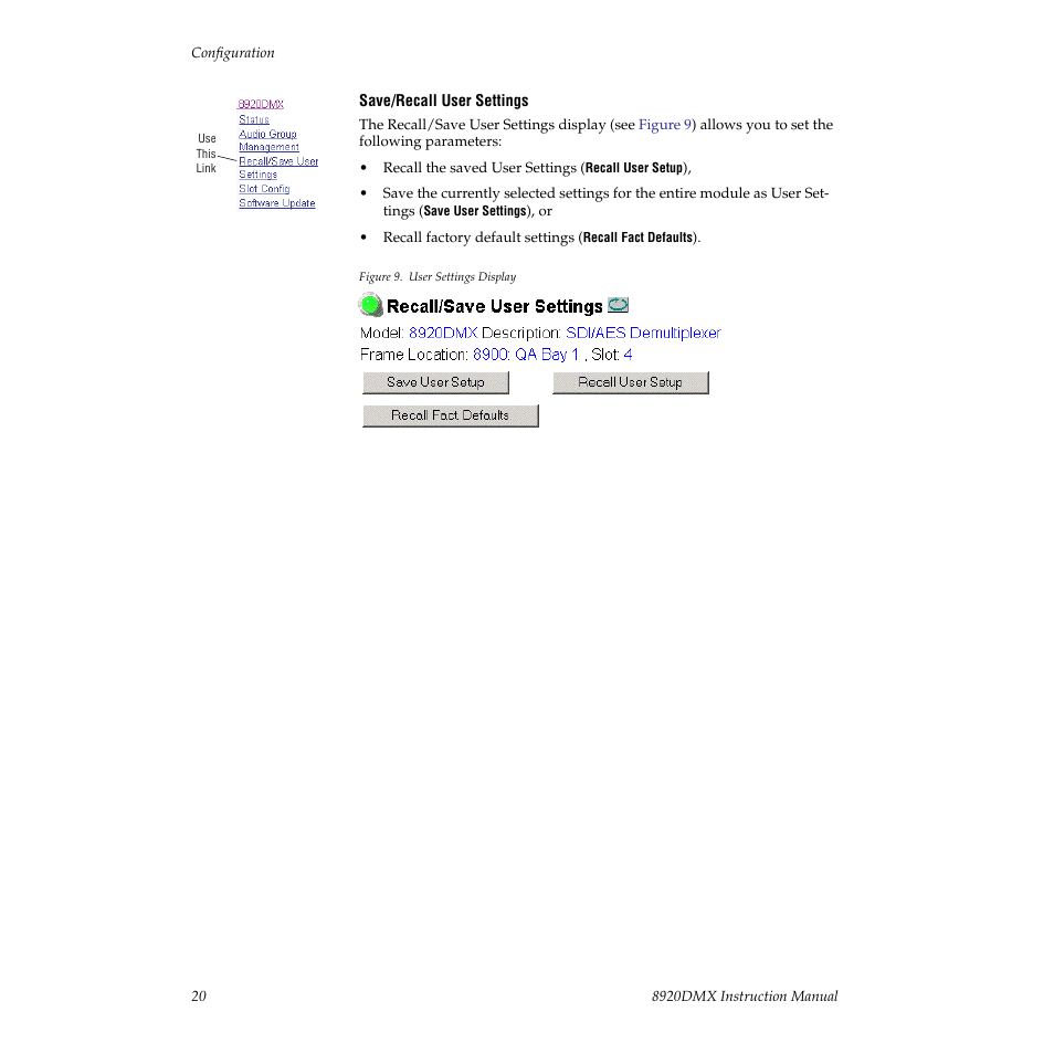 Grass Valley 8920DMX User Manual | Page 20 / 30