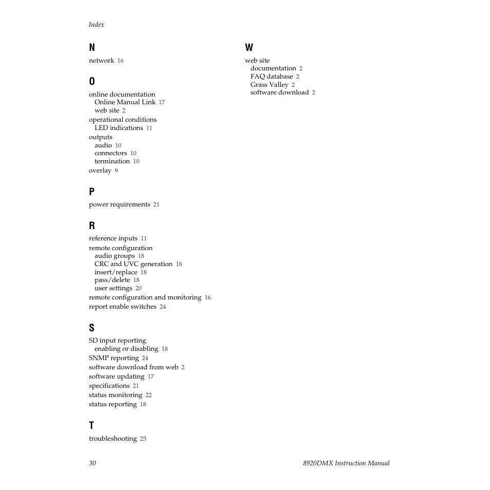 Grass Valley 8920DMX User Manual | Page 30 / 30