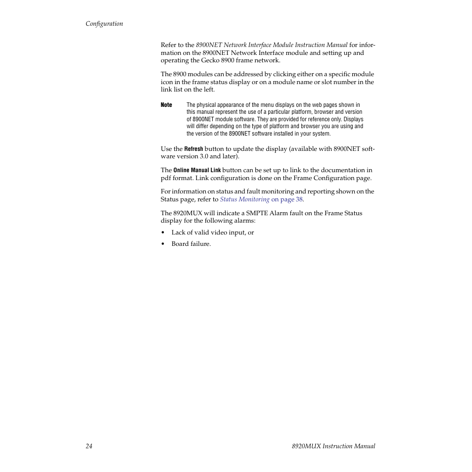 Grass Valley 8920MUX User Manual | Page 24 / 50