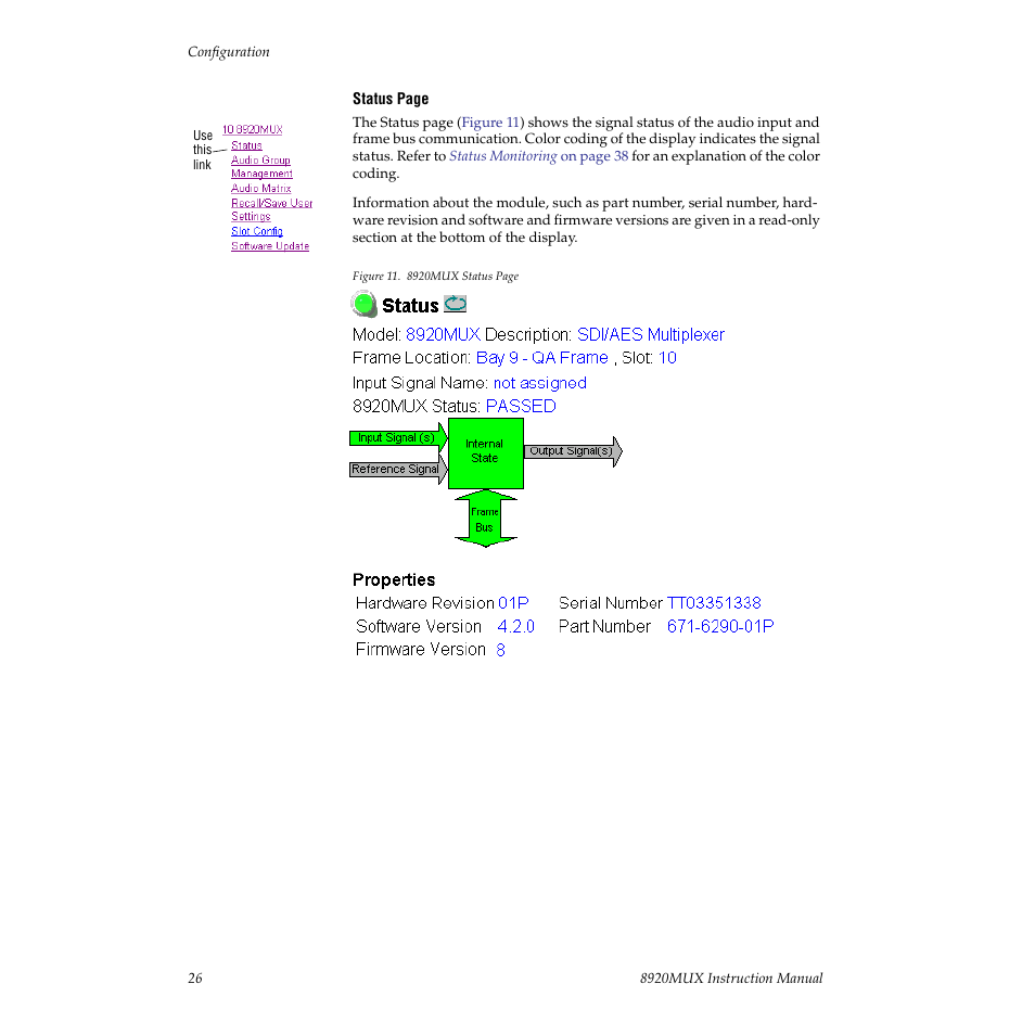 Grass Valley 8920MUX User Manual | Page 26 / 50