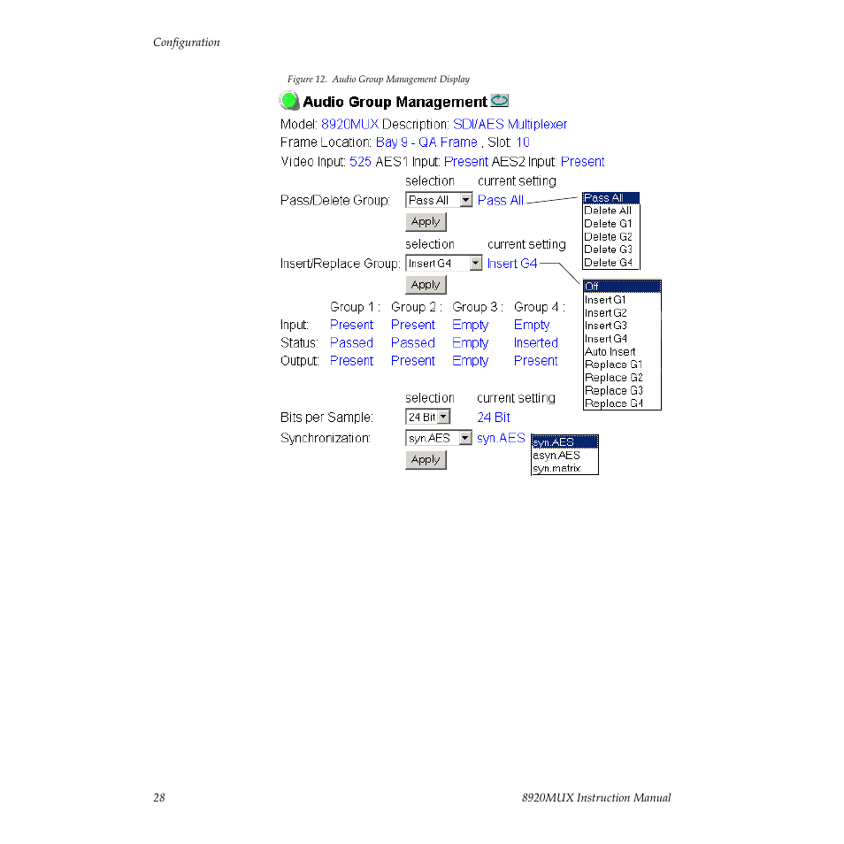 Grass Valley 8920MUX User Manual | Page 28 / 50