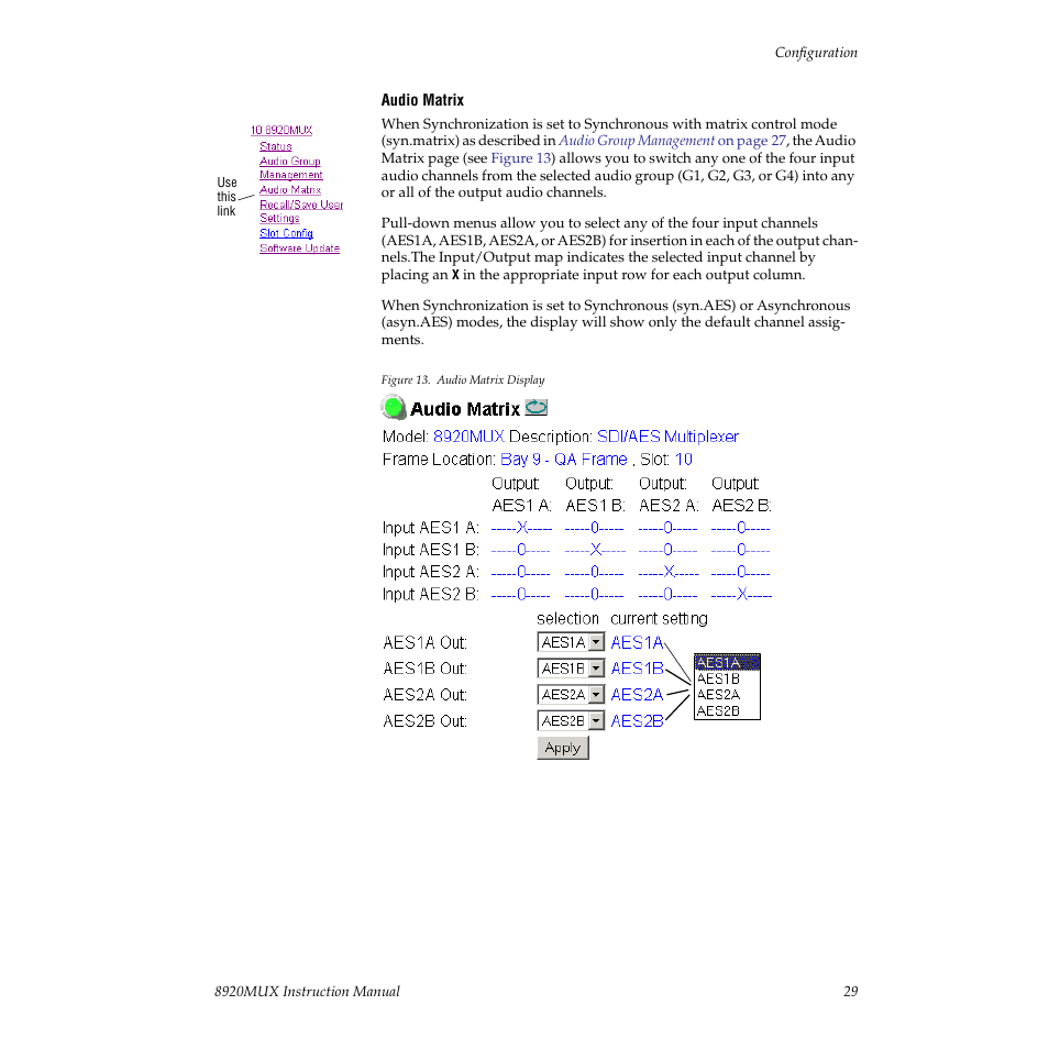 Grass Valley 8920MUX User Manual | Page 29 / 50