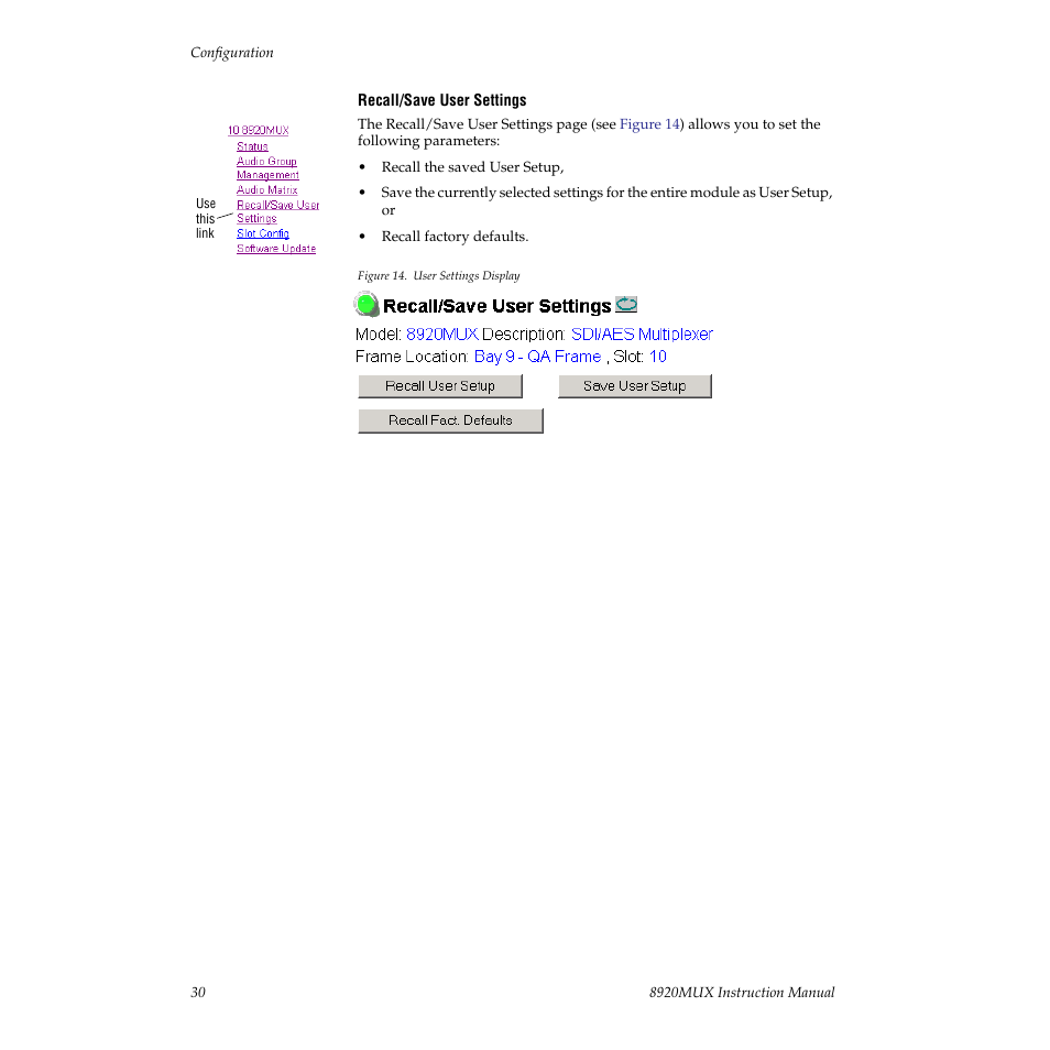 Grass Valley 8920MUX User Manual | Page 30 / 50