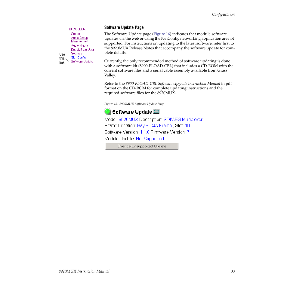 E updating | Grass Valley 8920MUX User Manual | Page 33 / 50