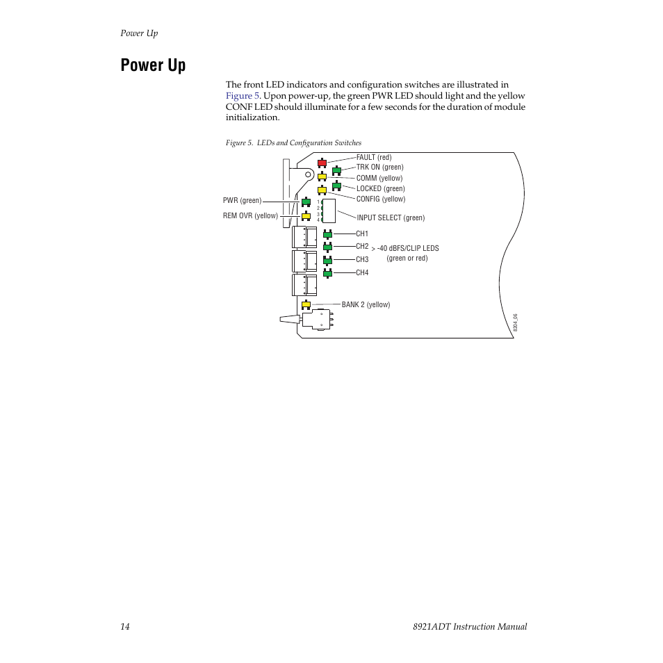 Power up | Grass Valley 8921ADT User Manual | Page 14 / 58