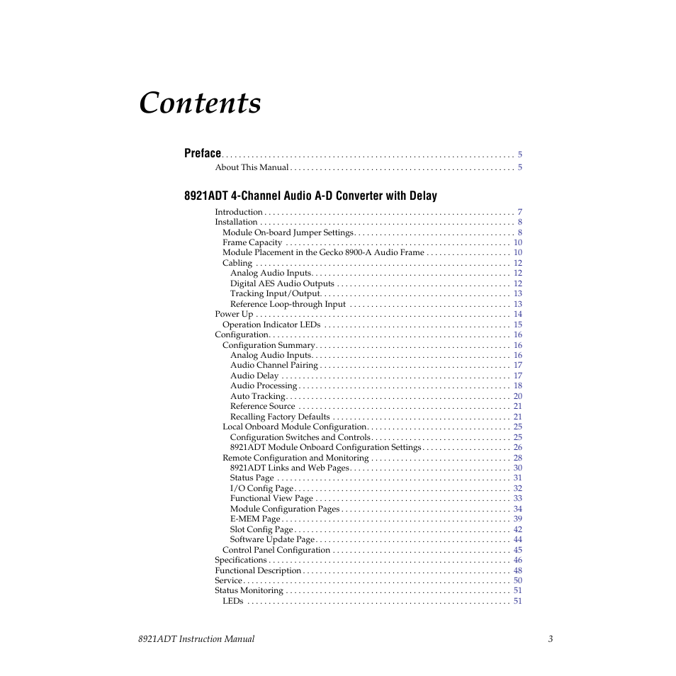 Grass Valley 8921ADT User Manual | Page 3 / 58
