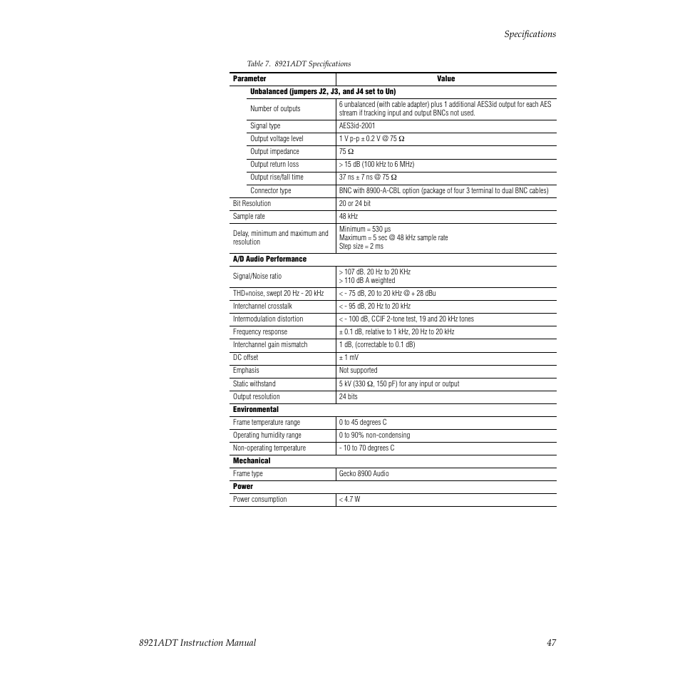 Grass Valley 8921ADT User Manual | Page 47 / 58