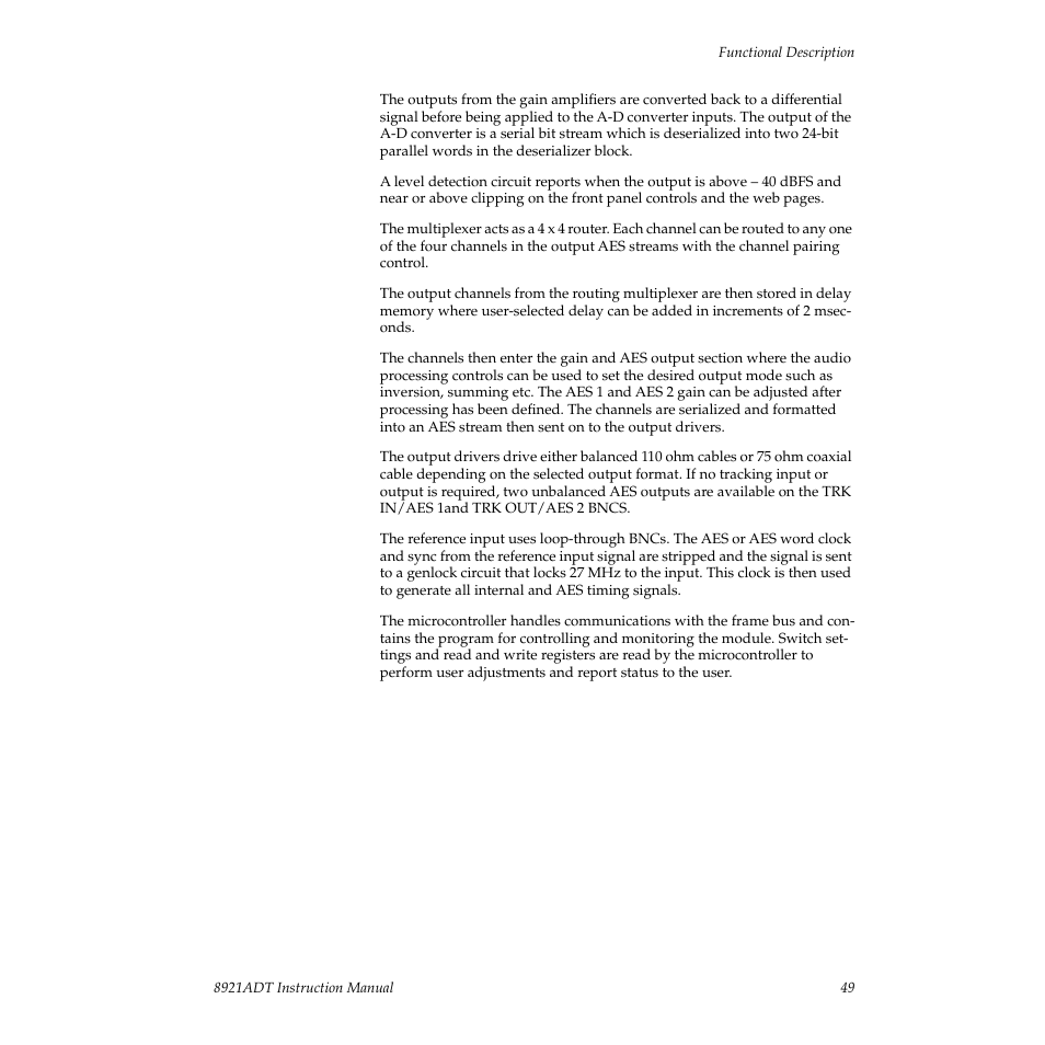 Grass Valley 8921ADT User Manual | Page 49 / 58
