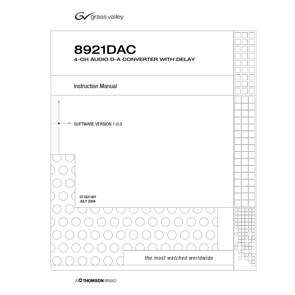 Grass Valley 8921DAC User Manual | 50 pages