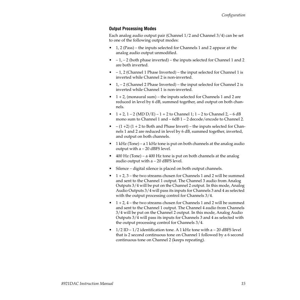 Grass Valley 8921DAC User Manual | Page 15 / 50