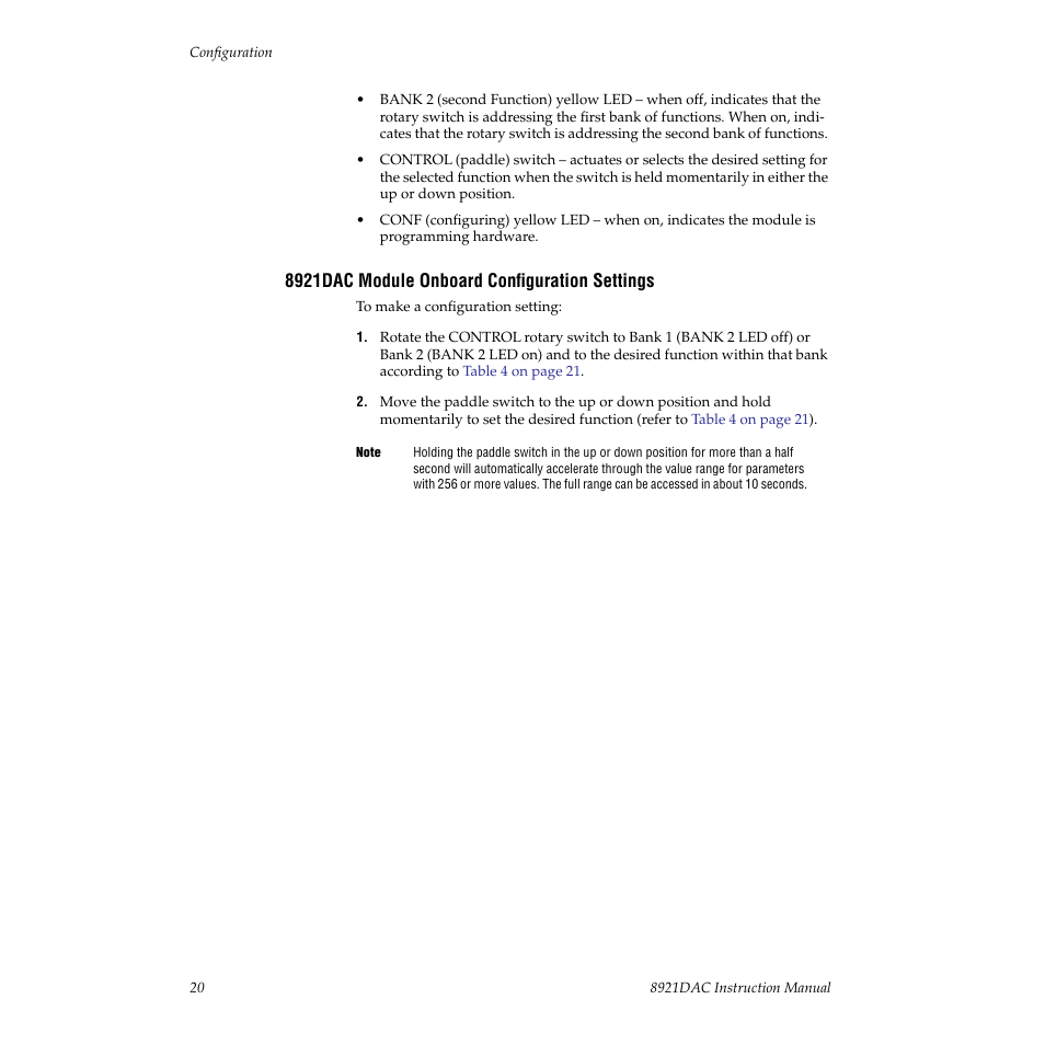 8921dac module onboard configuration settings | Grass Valley 8921DAC User Manual | Page 20 / 50