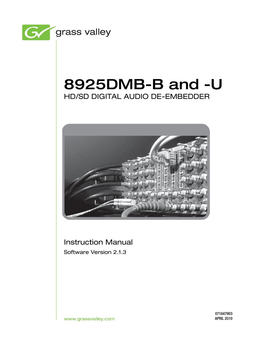 Grass Valley 8925DMB-B User Manual | 58 pages