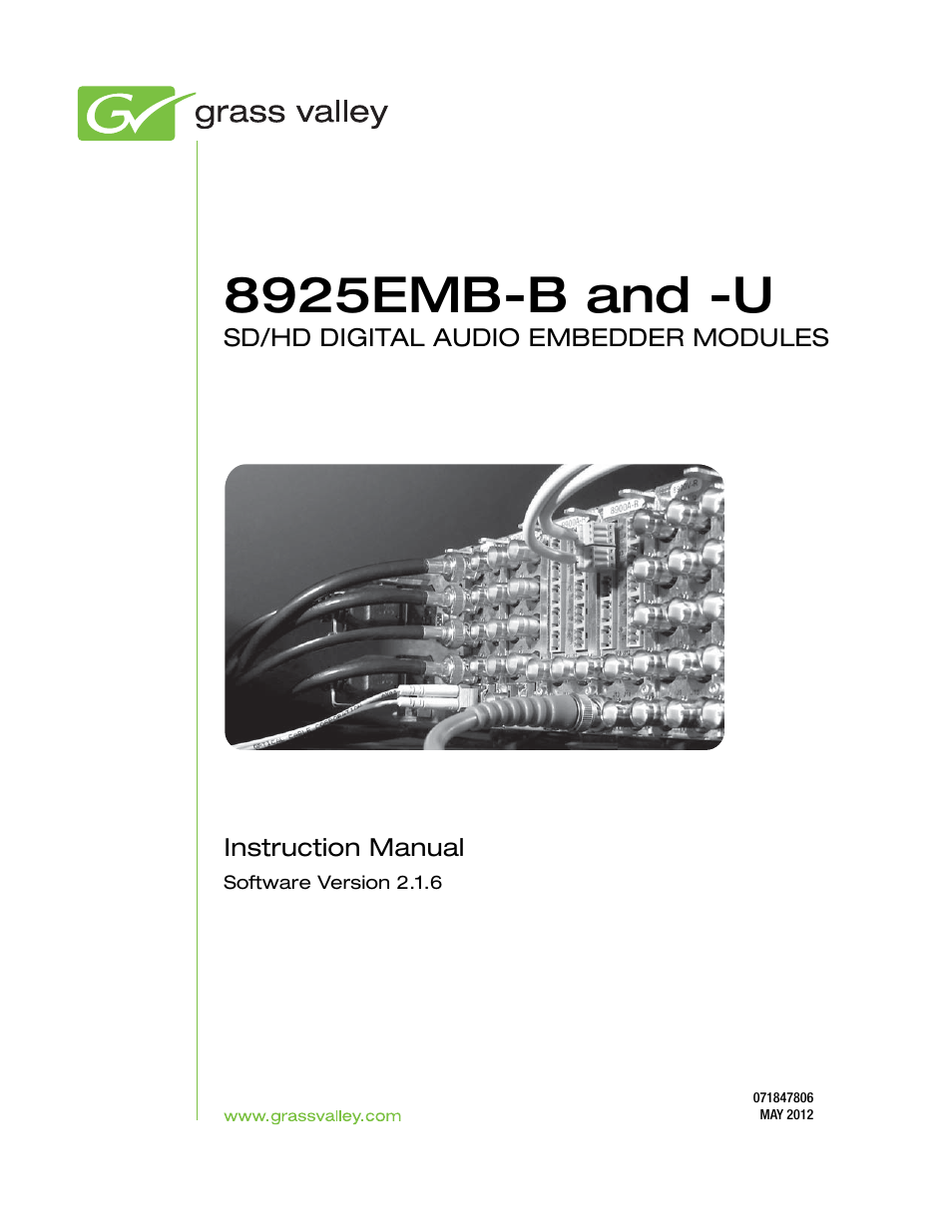 Grass Valley 8925EMB-B v.2.1.6 User Manual | 68 pages