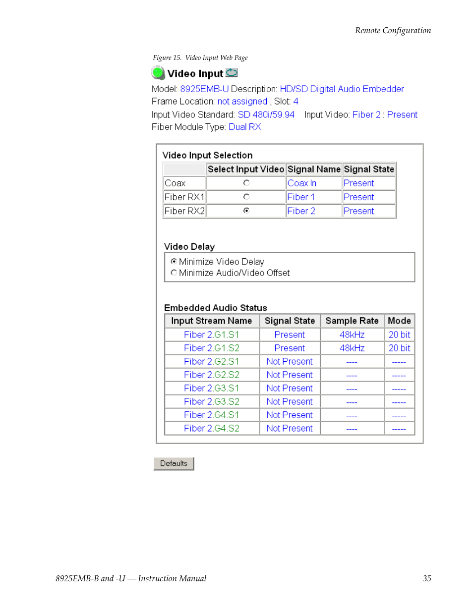 Grass Valley 8925EMB-B v.2.1.6 User Manual | Page 35 / 68