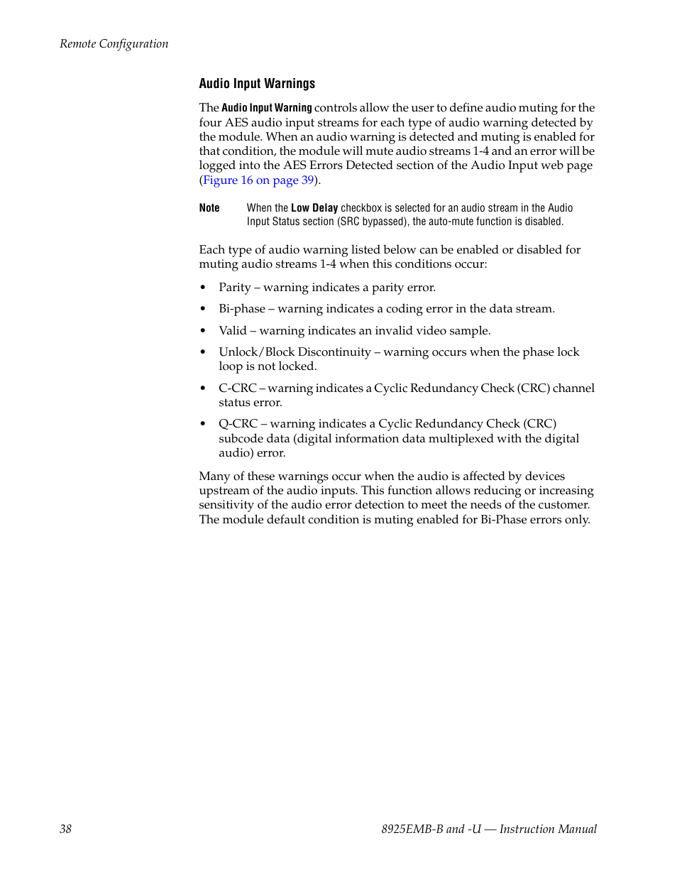 Grass Valley 8925EMB-B v.2.1.6 User Manual | Page 38 / 68