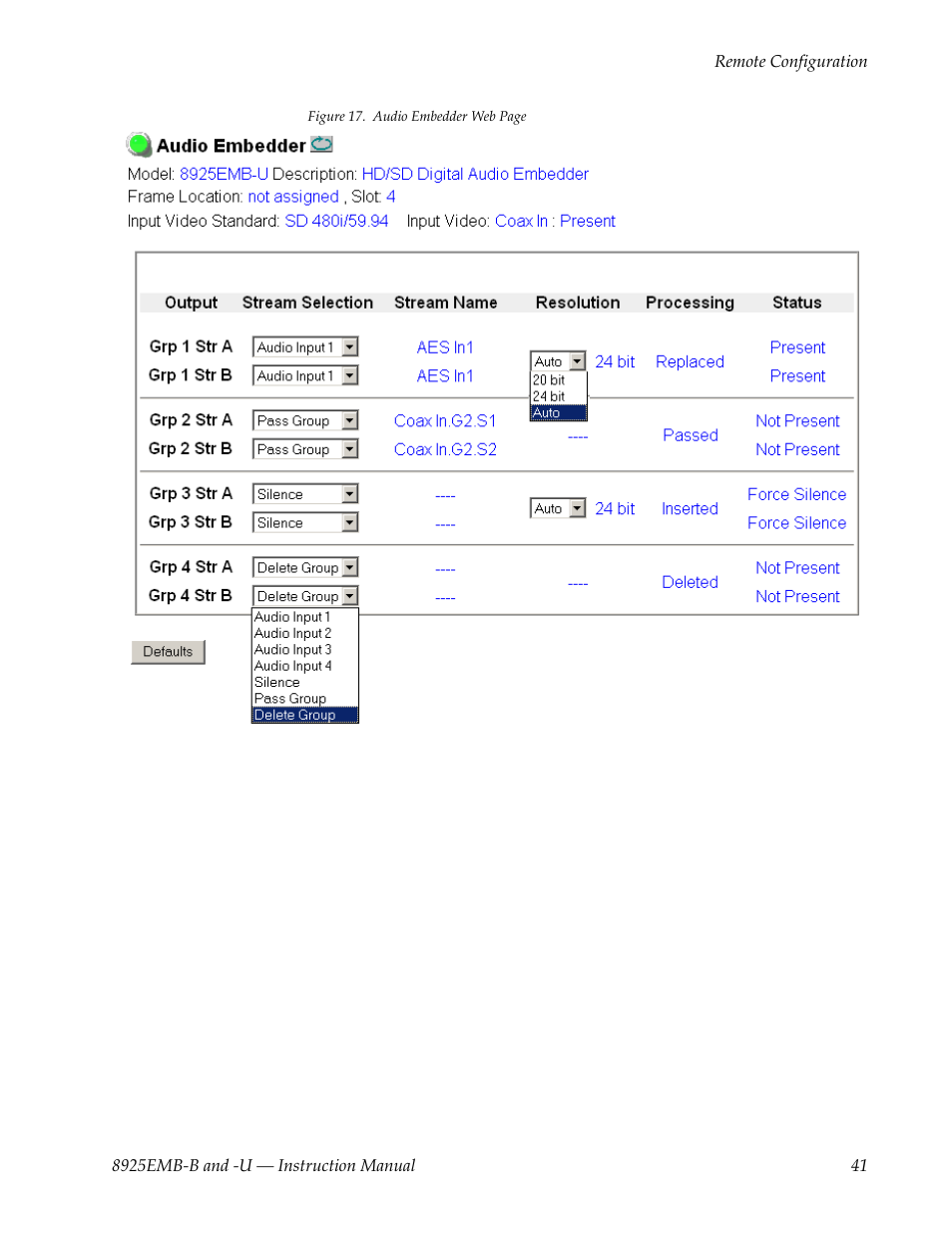 Grass Valley 8925EMB-B v.2.1.6 User Manual | Page 41 / 68