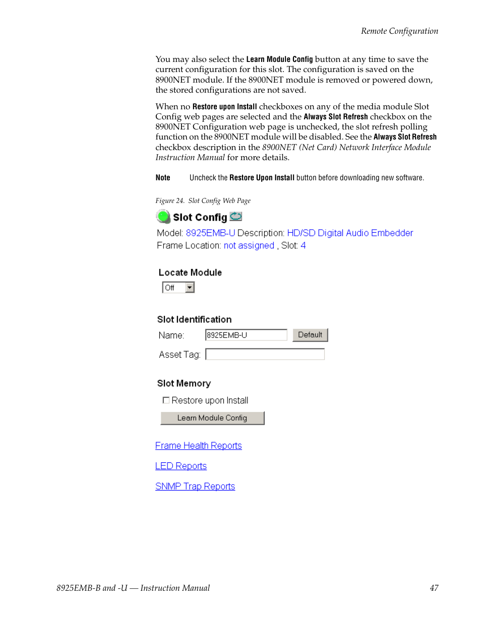 Grass Valley 8925EMB-B v.2.1.6 User Manual | Page 47 / 68