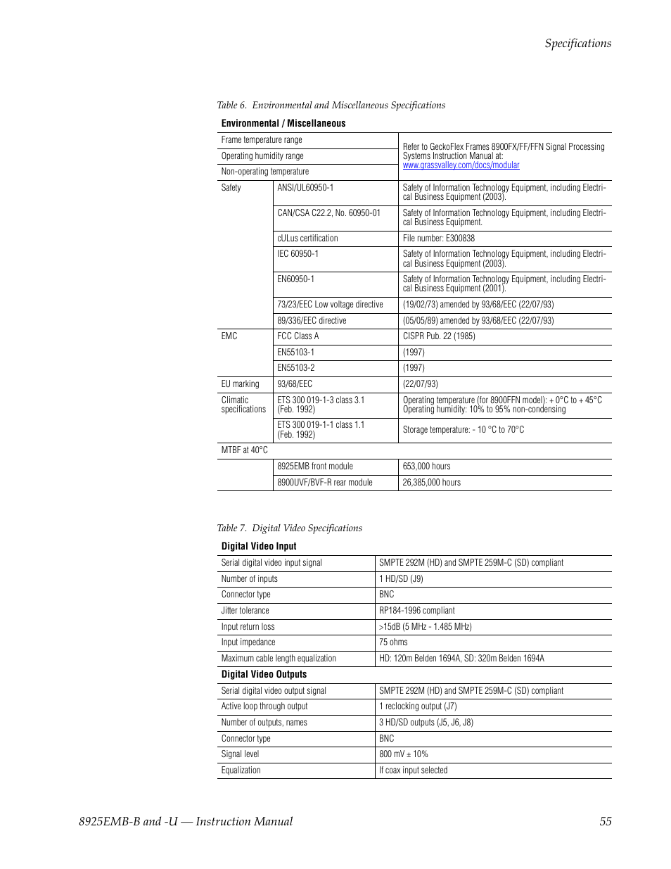 Grass Valley 8925EMB-B v.2.1.6 User Manual | Page 55 / 68