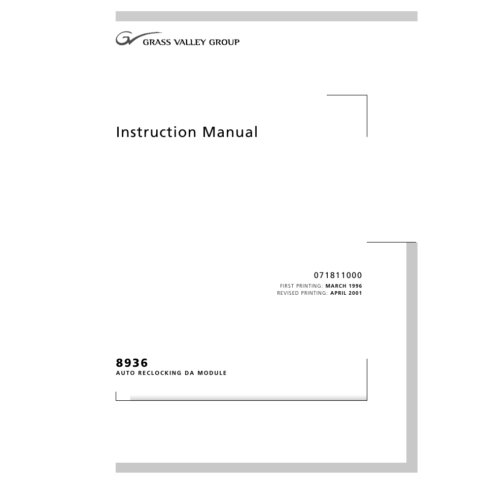 Grass Valley 8936 User Manual | 20 pages