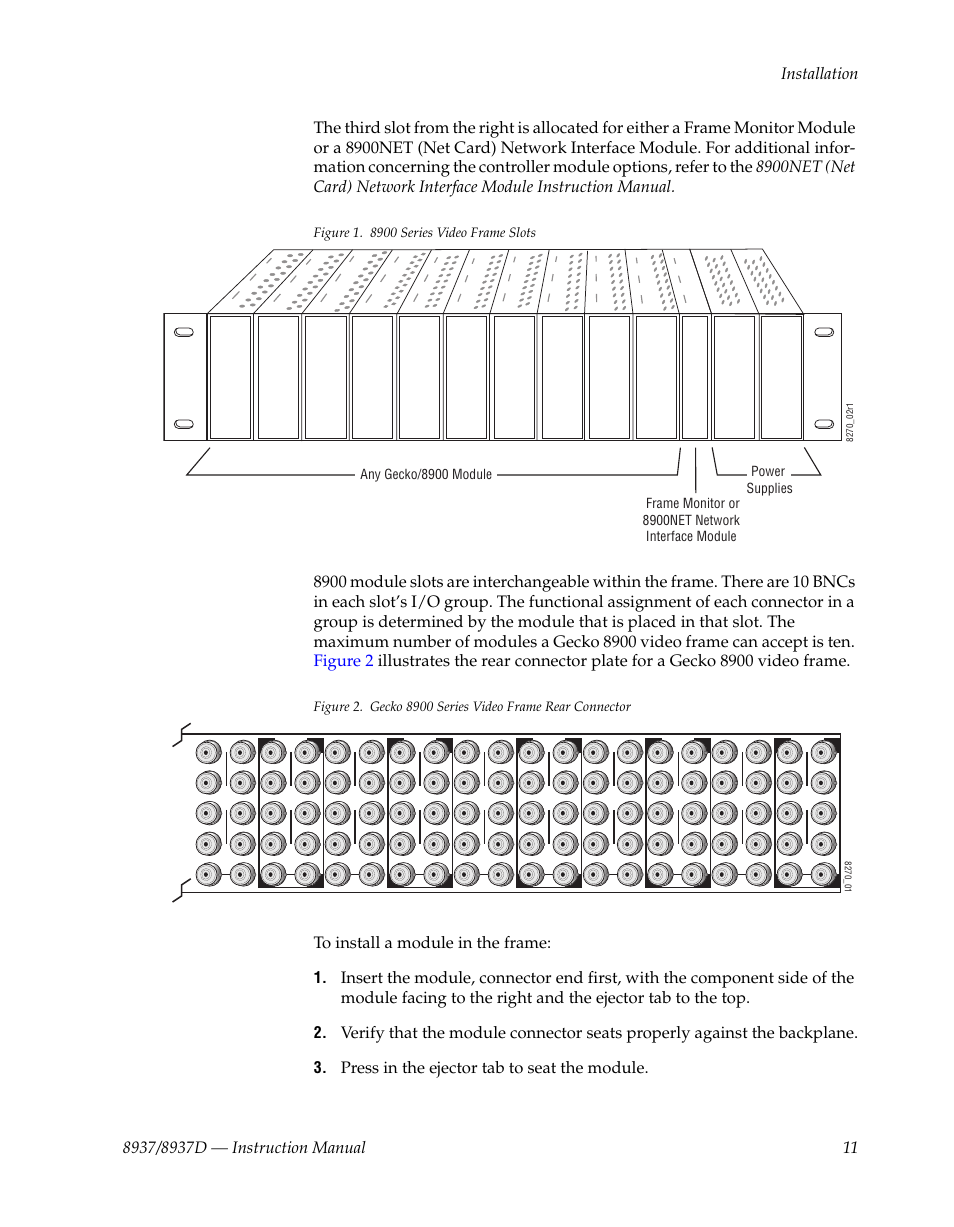 Fer to, Press in the ejector tab to seat the module | Grass Valley 8937 v.1.1.0 User Manual | Page 11 / 48