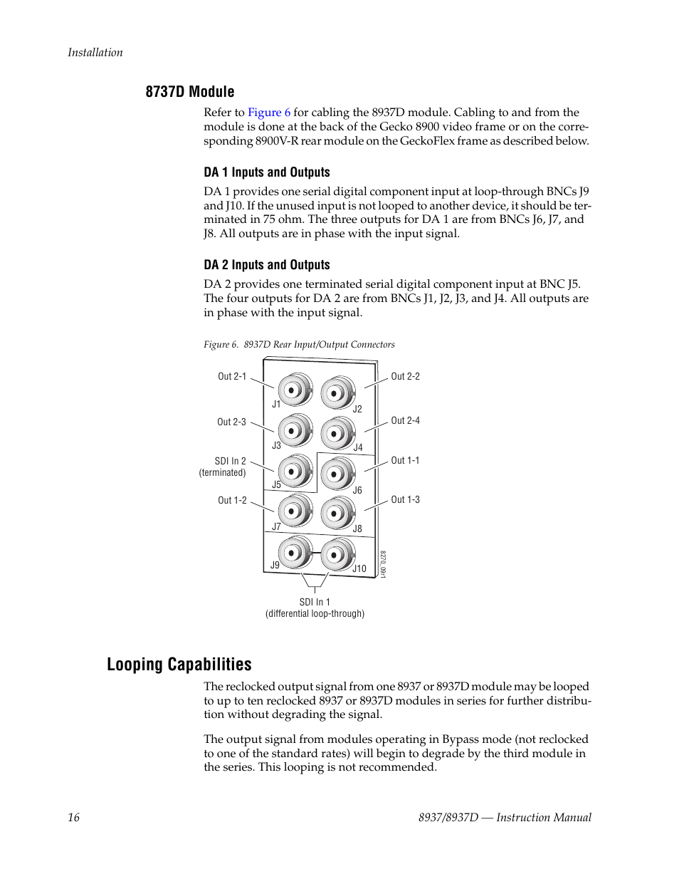 8737d module, Looping capabilities | Grass Valley 8937 v.1.1.0 User Manual | Page 16 / 48