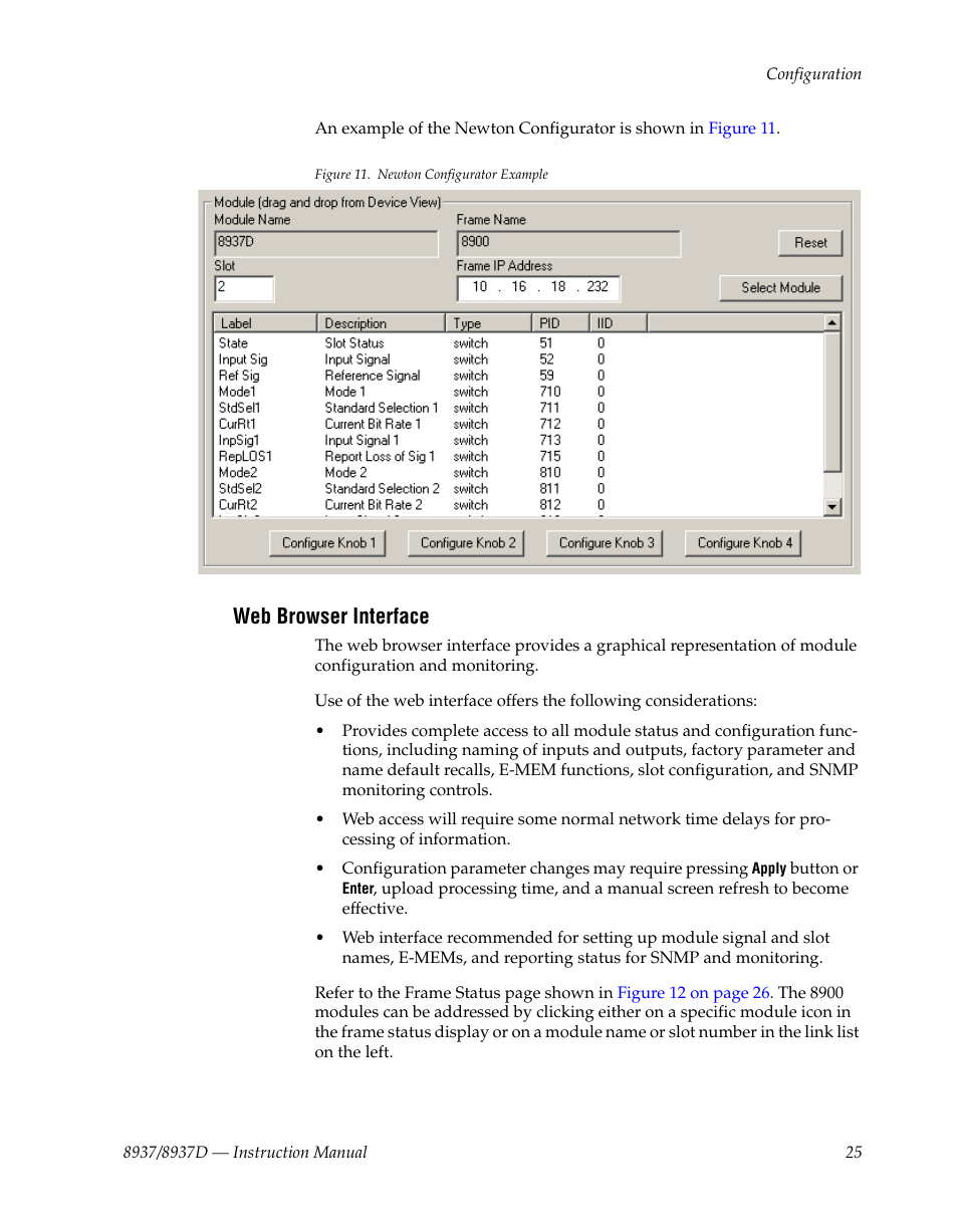 Web browser interface | Grass Valley 8937 v.1.1.0 User Manual | Page 25 / 48