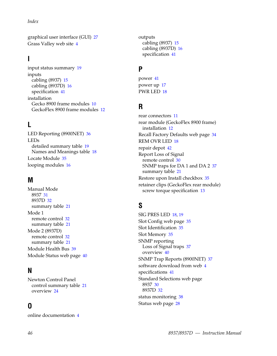 Grass Valley 8937 v.1.1.0 User Manual | Page 46 / 48