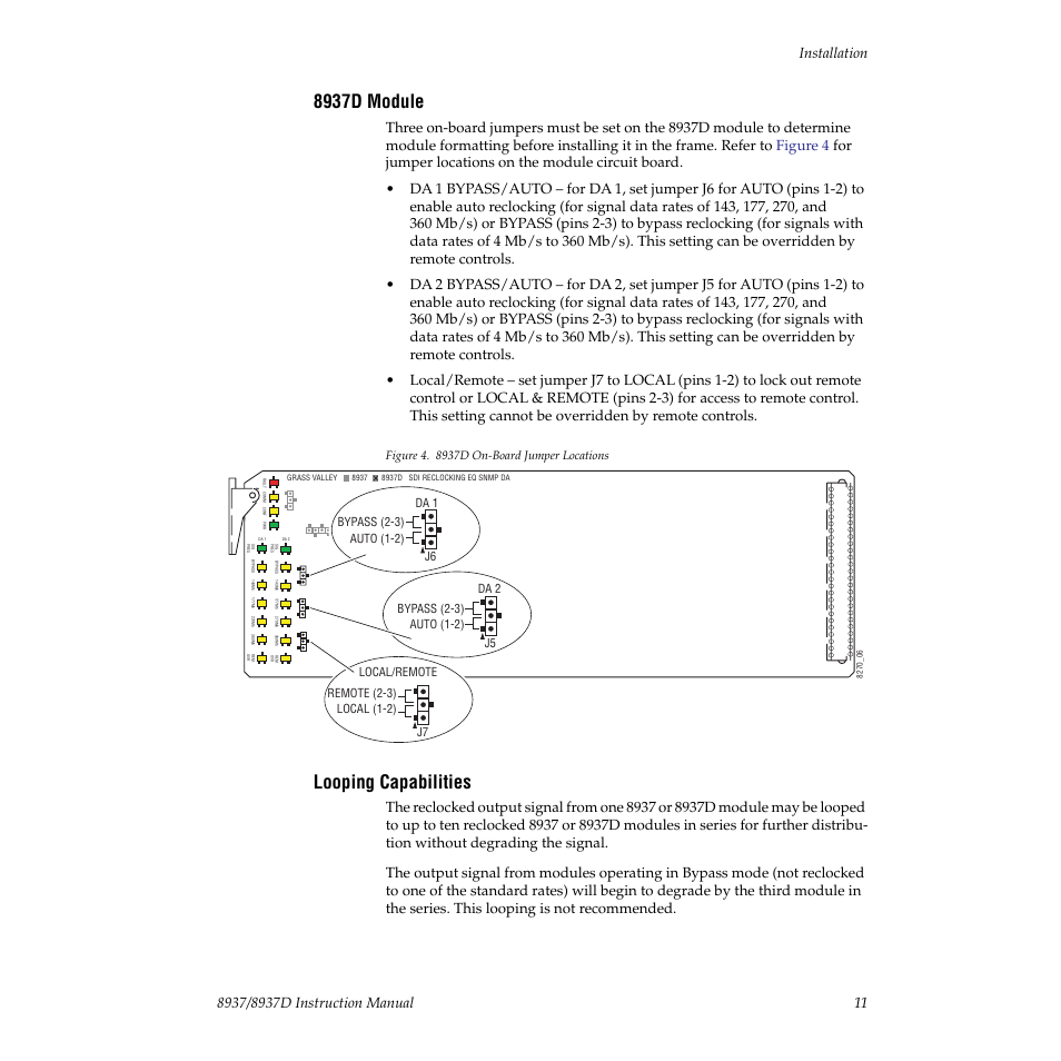 8937d module, Looping capabilities | Grass Valley 8937 v.1.0.0 User Manual | Page 11 / 40