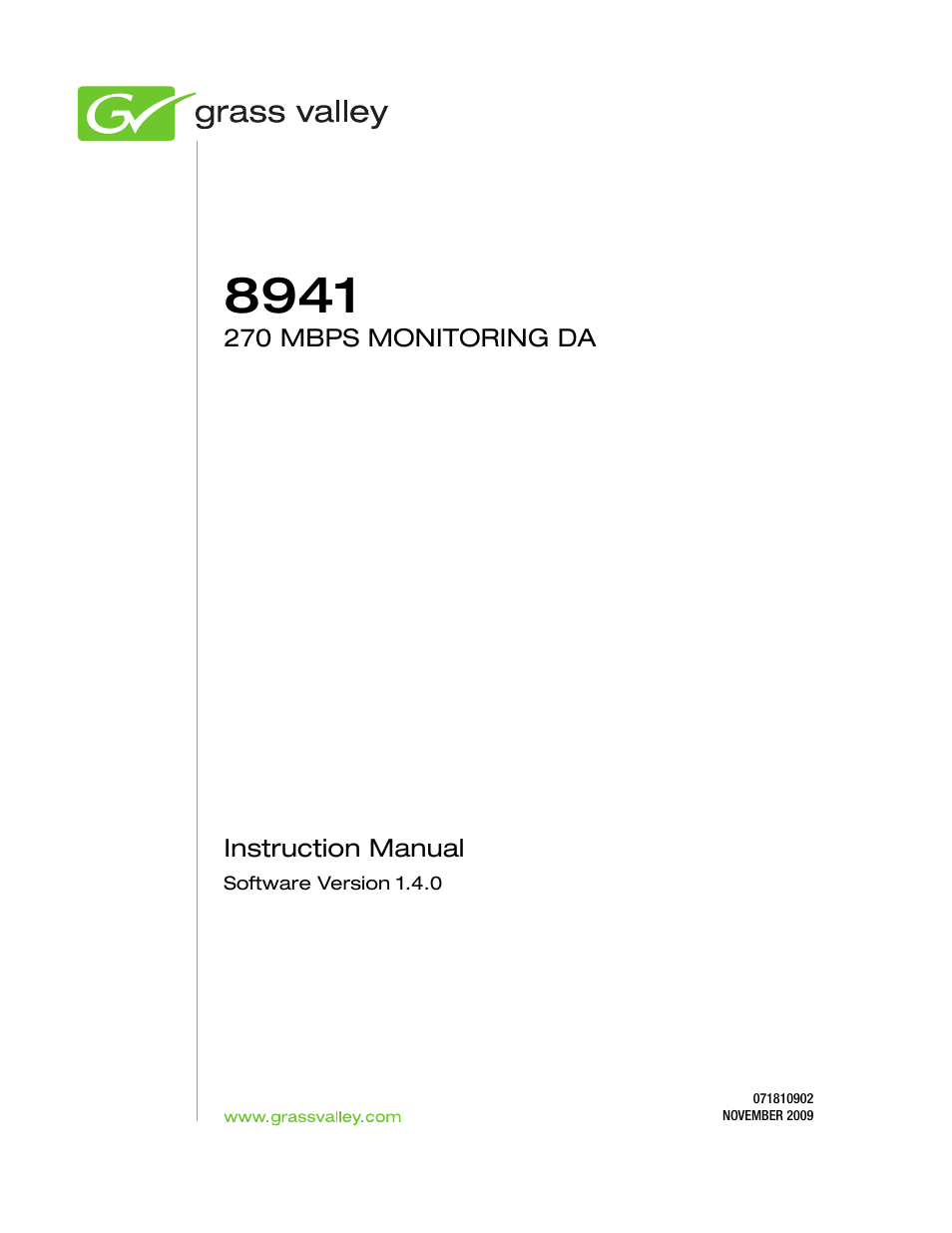 Grass Valley 8941 User Manual | 22 pages