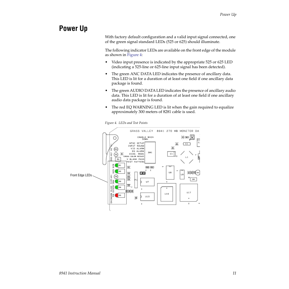 Power up | Grass Valley 8941 User Manual | Page 11 / 22