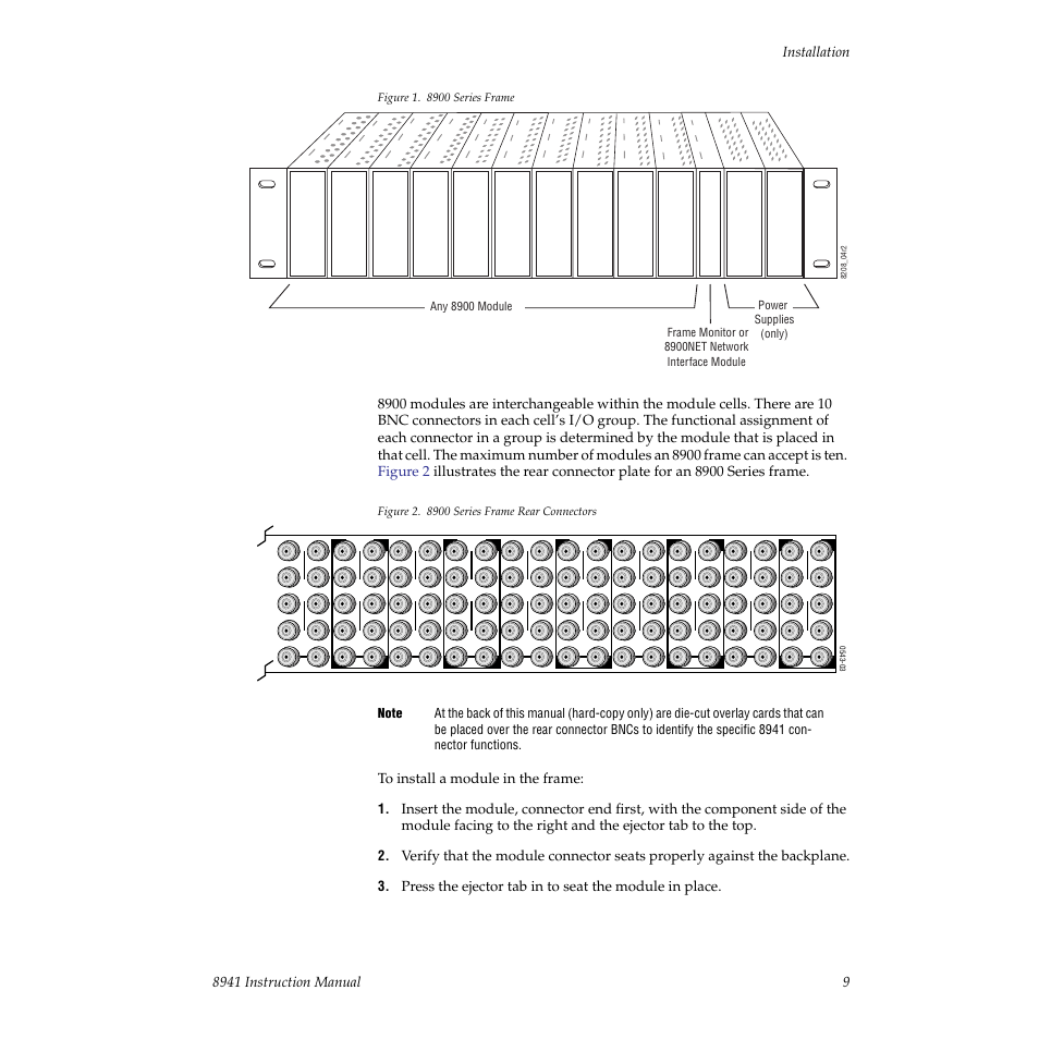 E the left ten locations. refer to, Figure 1 | Grass Valley 8941 User Manual | Page 9 / 22